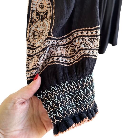 Free People Wind Willow Peasant Mini Boho Embroid. Dress - LG - Picture 8 of 11